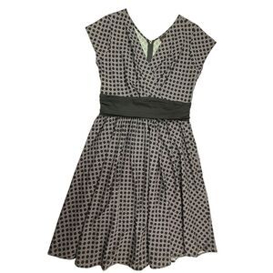 ModCloth Folter Greta Polka Dot Retro A Line Circle Skirt Dress XL Gray Black